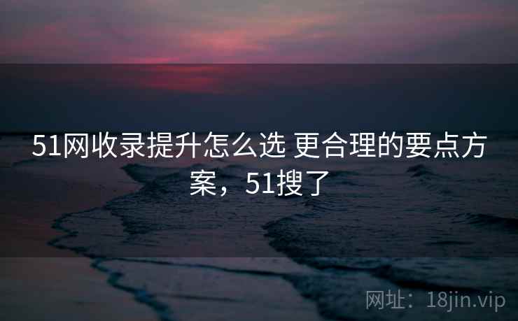 51网收录提升怎么选 更合理的要点方案，51搜了